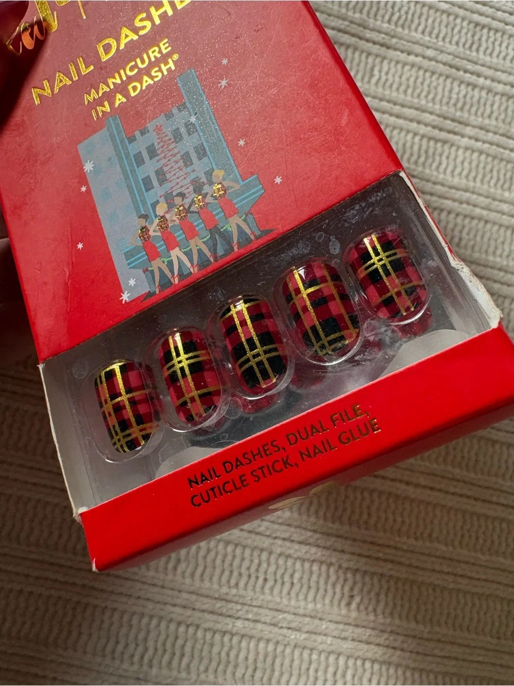 Red Aspen Red Plaid Nail Dashes Press-On Nails Kickin It With Roman